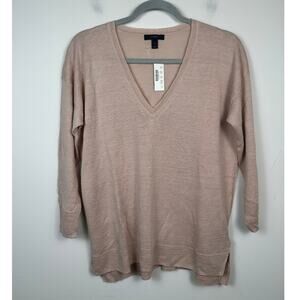 NWT J. Crew V-Neck Blush Pink 100% Linen Lightweight Sweater Size Small